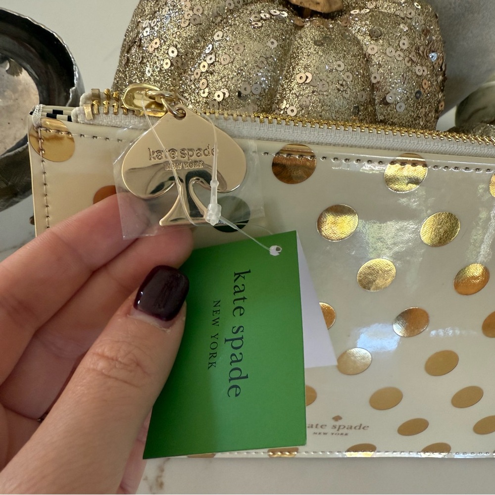 Kate Spade Gold Dots Pencil Case / or used for Makeup Bag, Change Purse - NWT - Picture 6 of 9